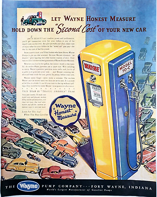 #ad Gasoline Pump Cars Wayne Pump Co 1940 Magazine Print Automobile Gas Station IN