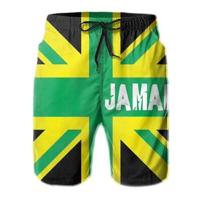 #ad Men#x27;s 3D Printed Jamaican Flag Swim Trunks Summer 2024 Graphic Beach Surf Shorts
