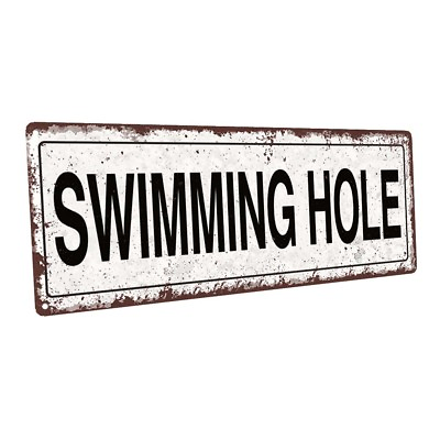 Swimming Hole Metal Sign; Wall Decor for Porch Patio or Deck