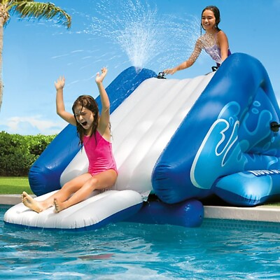 #ad Heavy Duty Inflatable Play Splash Center Swimming Pool Spraying Water Slide Deck