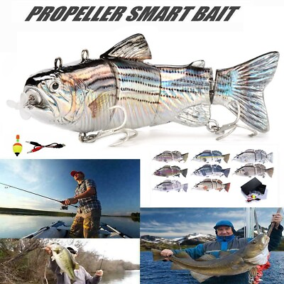 6 Fishing Lures Robotic Swimming Auto Electric Lure Bait Wobblers Multi joint