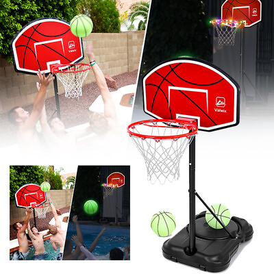 #ad Poolside Basketball Hoop System Backboard Net Swimming Pool 2 Balls Exercise
