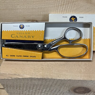 #ad #ad Trade Mark Yellow Canary All Chrome Plated Size 8” Pinking Shears: Used In Box