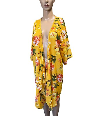 Emory park yellow flower print swimming cover up size M
