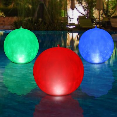 #ad 3pc Floating Pool Lights IP68 Waterproof LED Orb Glowing Ball Light Night Lamp