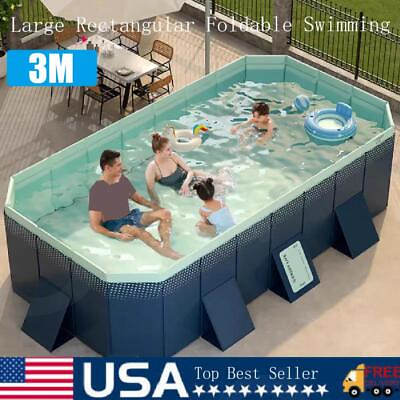 #ad Large Rectangular Foldable Adult Kiddie Above Ground Outdoor Swimming Pool 3M