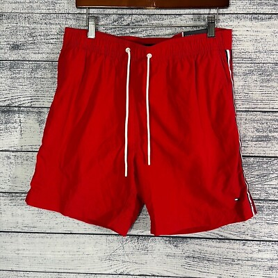 #ad #ad NWT Tommy Hilfiger Swim Trunks Short Maillot Red L