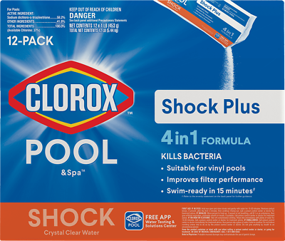Clorox Poolamp;Spa Shock Plus Pool Shock for Swimming Pools 12pk