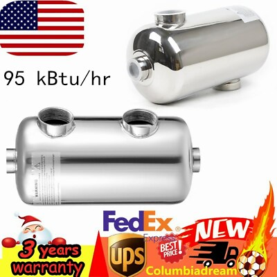 Pool Heat Exchanger Stainless Tube Heat Exchanger for Spa Swimming 1 1 2#x27;#x27;FPT