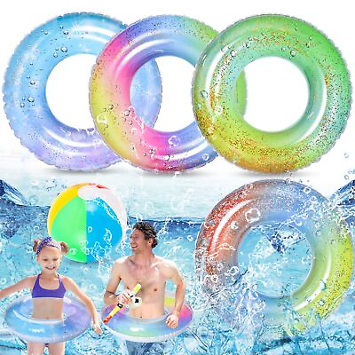 #ad Pool Swimming Rings with 1 Beach Ball Inflatable Pool Floats for Kids Adults 32.