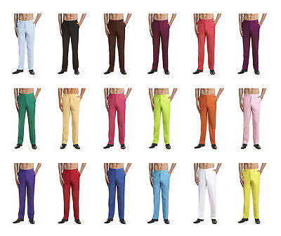 CONCITOR Men#x27;s Dress Pants Trousers Flat Front Slack Huge Selection Solid Colors