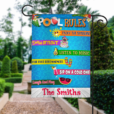 #ad #ad Personalized The Pool Rules Double sided Flag Custom Swimming Pool Flag Summer