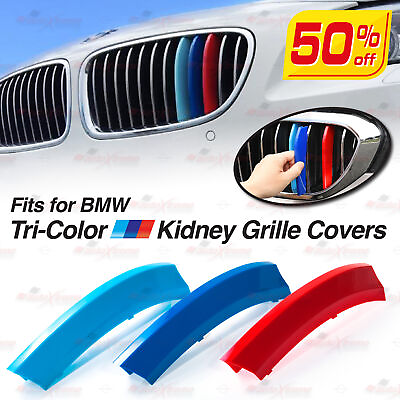 Front Kidney Grille 3 Colour Cover Sport Insert Stripe Trim Clips fits ALL BMW