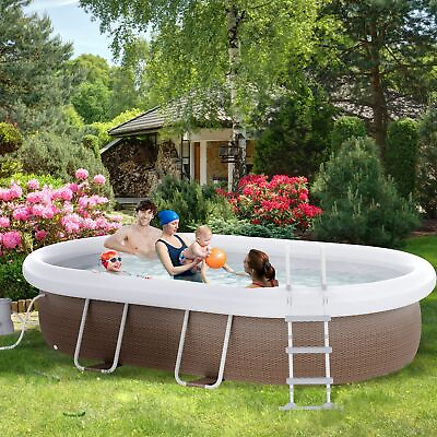 #ad #ad Outsunny Above Ground Swimming Pool Non Inflatable Rectangular Frame Pool