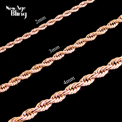 Stainless Steel Rope Chain 14k Rose Gold Plated 16quot; 30quot; Men Women Necklace 2 5mm