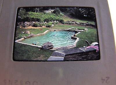 #ad 2 Vintage 1982 Kodachrome Slide Film Photographs Fancy Backyard Swimming Pool