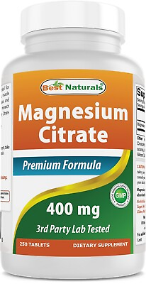 Best Naturals Magnesium Citrate Citrato de Magnesio 400mg 250 Tablets
