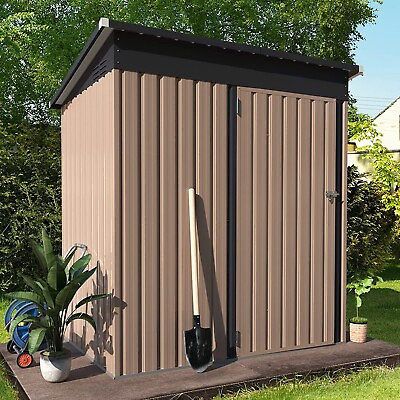 #ad AECOJOY Outdoor Metal Storage Shed w Lockable Door for Backyard Garden tool shed