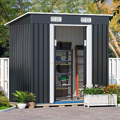 #ad #ad 6#x27;x4#x27; Outdoor Storage Shed Metal Garden Tool Shed w Lockable Doors for Backyard