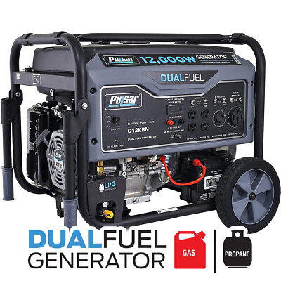 Pulsar 12000 Watt Portable Dual Fuel Propane Gas Generator Electric Start G12KBN