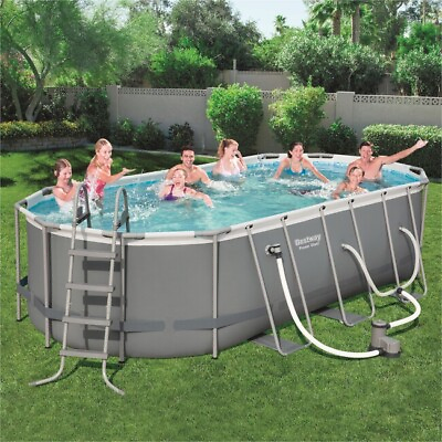 #ad Above Ground Pool Power Steel Comfort Jet Oval 18#x27; x 9#x27; x 48quot; Deep Metal Frame