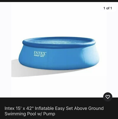 #ad Intex 15#x27; x 42quot; Inflatable Easy Set Above Ground Swimming Pool w Pump