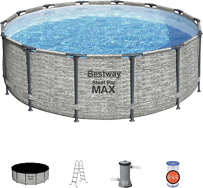 #ad Steel Pro MAX 14 Foot X 48 Inch round Metal Frame Swimming Pool Set Filter