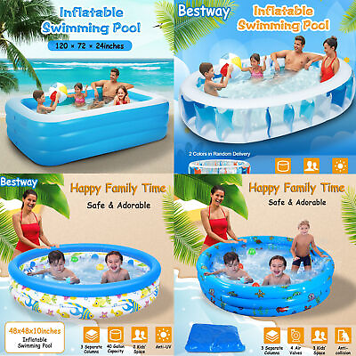 #ad #ad 5 Types Inflatable Swimming Pool Center Lounge Family Water Play Fun Backyard US