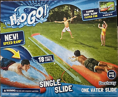 #ad Bestway H20 GO Single Water Slide 18 Feet with Speed Ramp and Drench Pool NEW