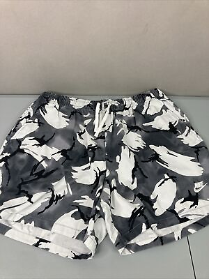 #ad Nike Black Grey Camouflage Standard Fit Above The Knee Shorts DX0737 065 Men XL