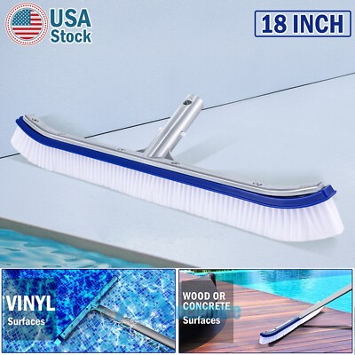 #ad Curved 18quot; In Above Ground Swimming Pool Wall Floor Brush with Aluminum Handle