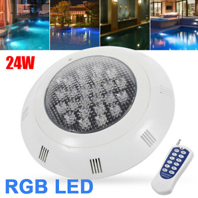 Swimming Pool Lights 24W RGB LED Underwater Light IP68 Waterproof Spa Lights 90°