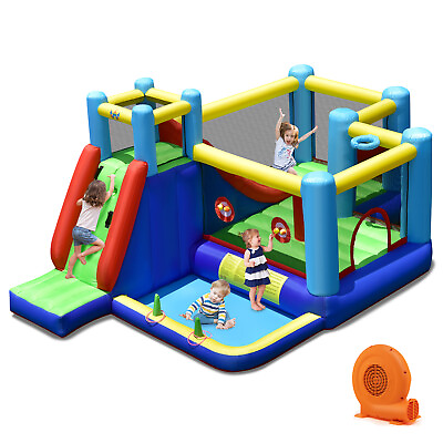#ad 8 in 1 Kids Inflatable Slide Bouncer Inflatable Bounce House With 750W Blower