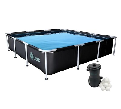#ad Lark 9#x27; x 24quot; Square Metal Frame Above Ground Pool with 530 Gallon Filter Pump