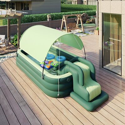#ad Inflatable Kid Swimming Pool Awning Thicken PVC Large Children Paddling Slide