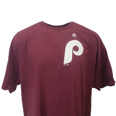 Philadelphia Phillies MLB Majestic Vintage Style Maroon Men#x27;s T Shirt
