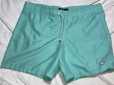 #ad Hollister Men#x27;s Sz S Swim Trunks Shorts 5quot; Teal Blue Pockets Drawstring