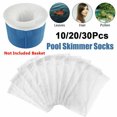 #ad 10 20 30 Pack Pool Filter Saver Skimmer Basket Screen Socks Sock Fine Mesh White