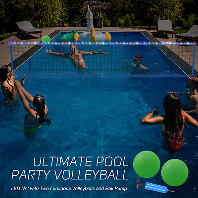 #ad Summer Pool Volleyball Net Set with Base For Inground Pools Plus 2 Volleyballs