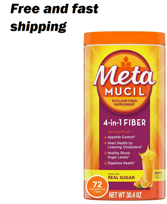 #ad Metamucil Daily Psyllium Husk Fiber Powder for Digestive Health Orange 72 Ct