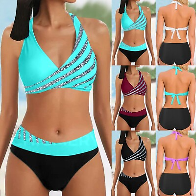 #ad Bathing Suits For Women Bikini Set Soild Color Quick Drying Surfing Swimming