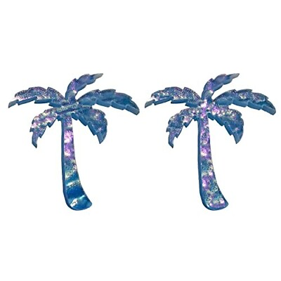#ad Palm Tree Glass Swimming Pool Step Marker Mosaic 5quot;x4.5quot; Deep Blue 2 Pack