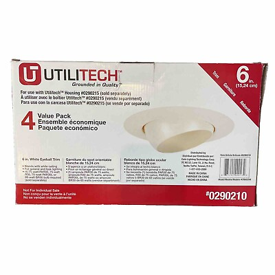 #ad UTILITECH 4 Pack 6 in. White Recessed Ceiling Light Eyeball Trim 290210