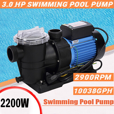 #ad 1.2 3.0HP Single Speed Swimming Pool Pump Energy Efficient Strainer 220V 240V US