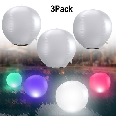 3x Solar LED 14”Glow Globe Floating Pool Lights Inflatable Ball Lamp Color Chang