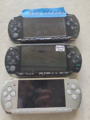 3X BROKEN SONY PSP PLAYSTATION PORTABLE SYSTEM CONSOLES PARTS OR REPAIR ONLY h1