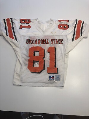 #ad Game Worn Used Oklahoma State Cowboys Football Jersey #81 Size 44