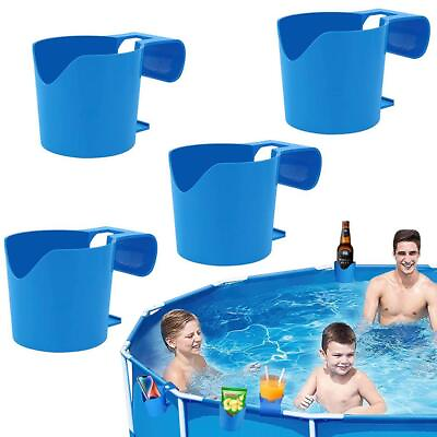 1 4x Plastic Water Cup Holder Container Hook for Above Swimming Pool Side Drinks