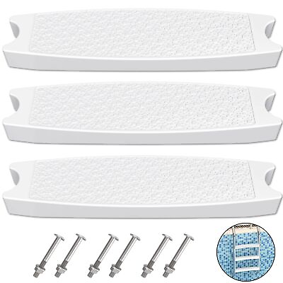 #ad Pool Ladder Steps 3 Pack 18quot; Universal Heavy Duty Molded Plastic Swimming...