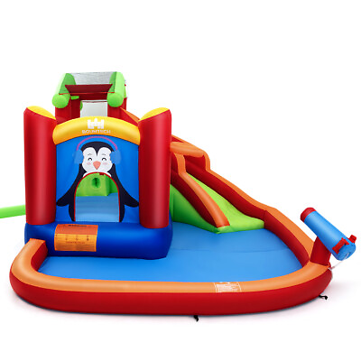 #ad Inflatable Slide Bouncer and Water Park Bounce House Splash Pool Water Cannon